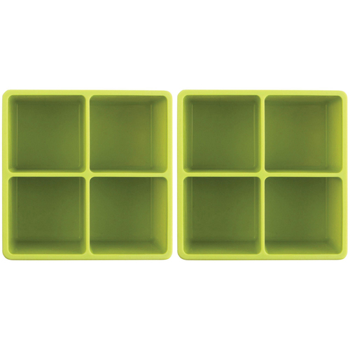 2x 2PK Dexas 9.5cm Silicone Ice Tray Mould XL Cube - Green