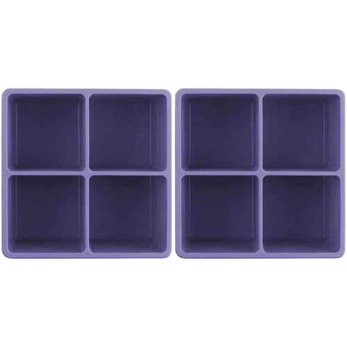 2x 2PK Dexas 9.5cm Silicone Ice Tray Mould XL Cube - Purple