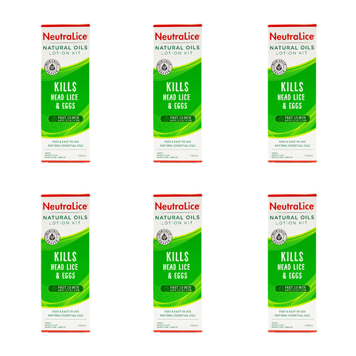 6PK Neutralice Natural Oils Lotion Kit Kills Head Lice/Eggs 200ml