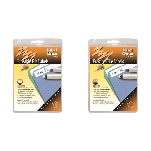 2x 82pc Jokari Erasable File Labels/Marker/Eraser Starter Kit White