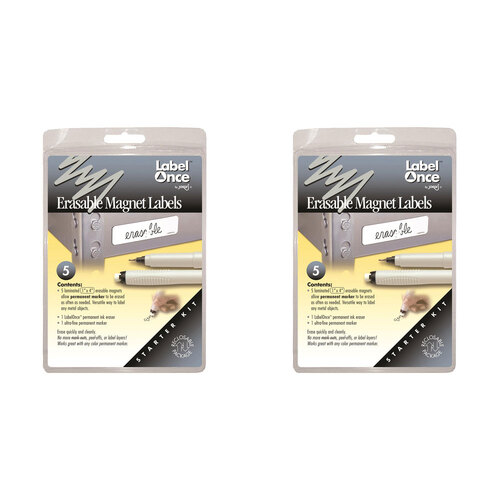 2x 5pc Jokari 10cm Erasable Magnet Labels Laminated Starter Kit - White