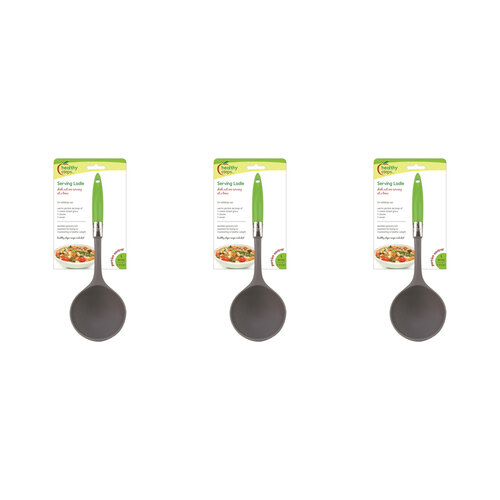 3PK Jokari Healthy Steps 31cm Serving Laddle Food Cooking Utensil - Green