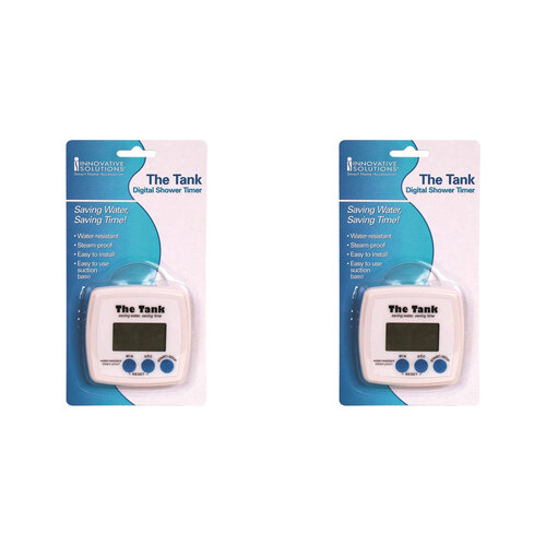 2PK Jokari The Tank 20cm Digital Water Shower Timer - White