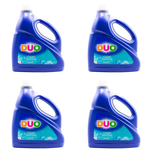 4PK Duo Liquid Laundry Detergent Concentrated Cleans & Whitens 4L