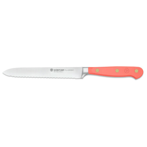 Wusthof Classic S/S Serrated Utility Knife 14cm Blade - Coral Peach