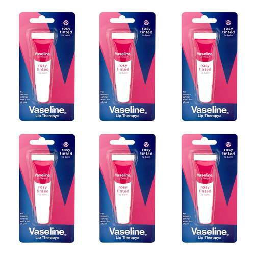 6PK Vaseline Lip Therapy 10g Moisturising Balm Tube Tinted