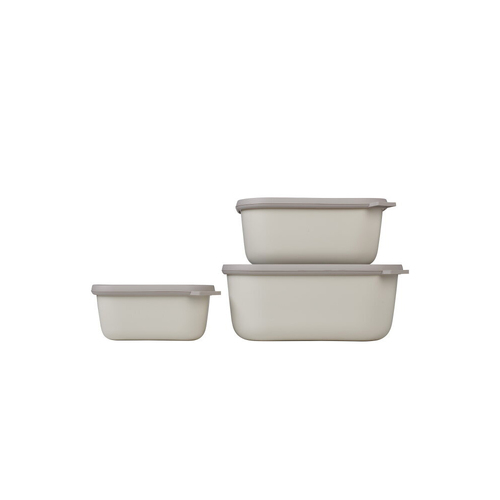 3pc Mepal Multi Cirqula Food Bowl w/ Lid Set 750ml/1.5L/3L - Nordic White