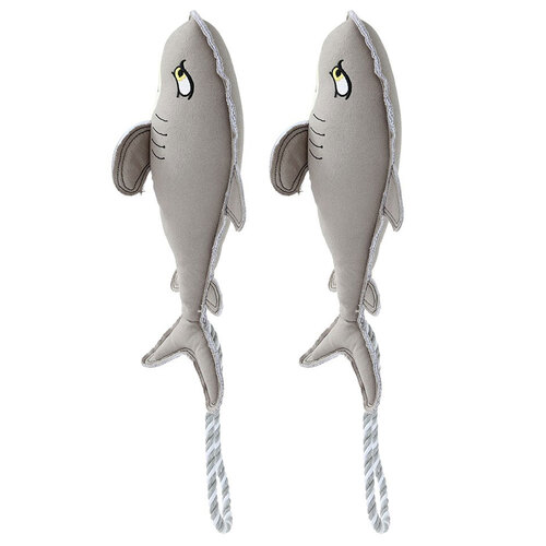 2PK Paws & Claws 60cm Savage Shark Canvas Rope Tugger - Grey