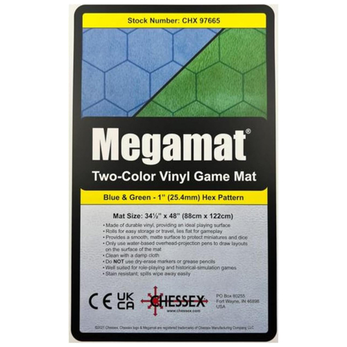 Chessex Megamat Reversible Vinyl Game Mat 1'' Blue-Green Hexes