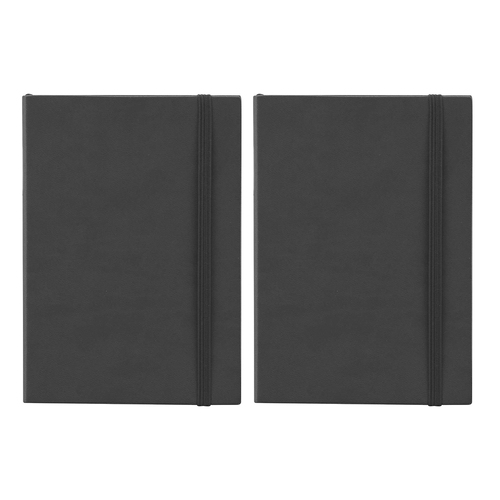 2PK Scripto A5 Flexi Home Office Meeting Writing Journal Black/Plain Paper