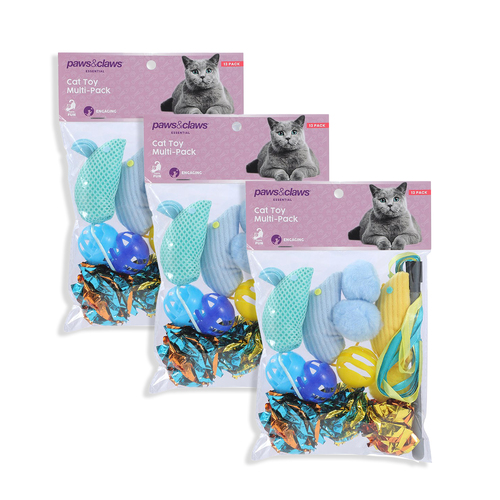 3x 13pc Paws& Claws 12.5cm Multi-Pack Cat Interactive Toy