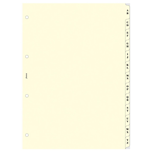 Filofax A4 Index A-Z Filler 2 Letters/Tab Memo/File Organiser Cream