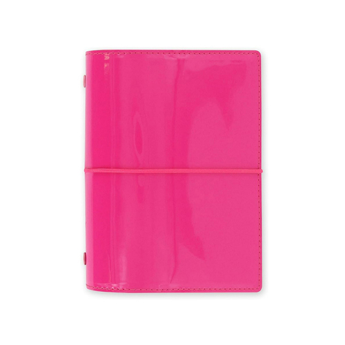 Filofax Domino Patent Pocket Organiser Stationery Hot Pink