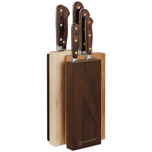 7pc Wusthof Crafter Santoku/Paring Knife Block Set w/ Smoked Oak Grip Brown