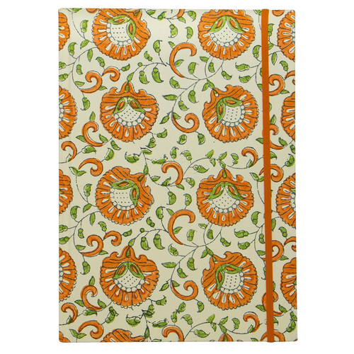 Lantern Studios A4 Journal/Notebook Hardcover Stationery - Indian Orange Flower