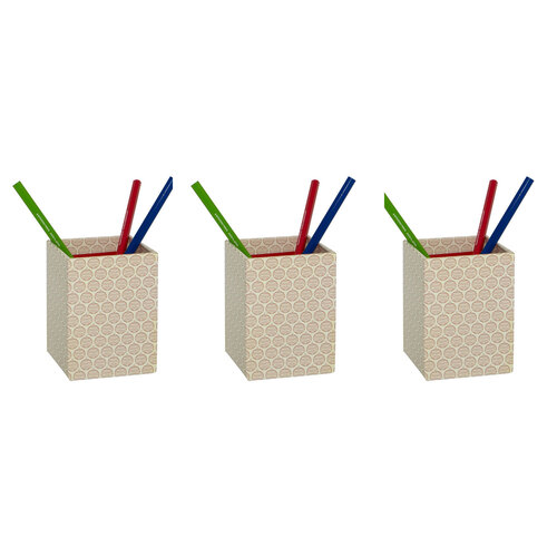 3PK Lantern Studios Pen Holder/Pencil Organiser Square Red