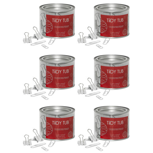 6PK Lantern Studios Tiidy Tub Paper & Bulldog Clips White