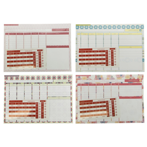 4pc Lantern Studios Weekly Planner w/ Stickers Assorted