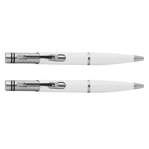 2PK Scripto Clooney Durable Home / Office Strationary Ball Point Pen White