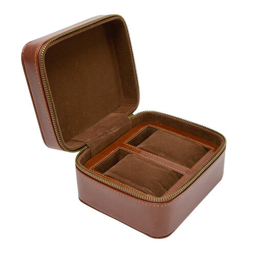 Annabel Trends Gentlemans Watch Case Duo 13.5x12cm - Brown