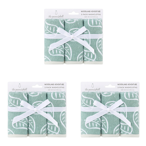 3x 3pc The Peanutshell Woodland Adventure Washcloths