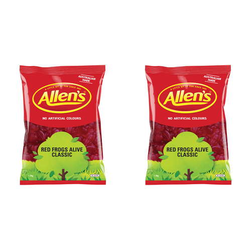 2PK Allen's 1.3kg Red Frogs Lolly Bag