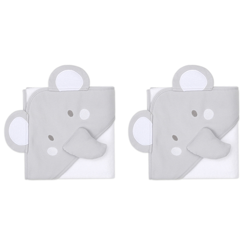 2PK The Peanutshell Little Peanut Elephant Hooded Towel Baby Nursery Decor