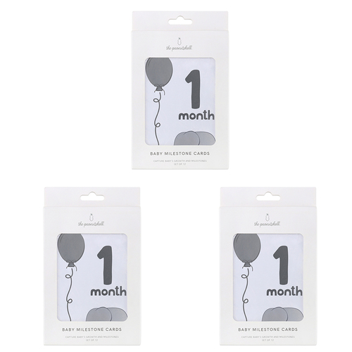 3PK The Peanutshell Grey Milestone Cards Baby Nursery Decor