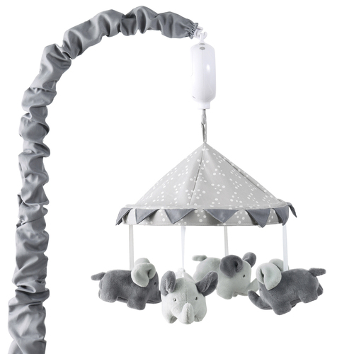 The Peanutshell Little Peanut Grey Elephant Musical Mobile Baby Nursery