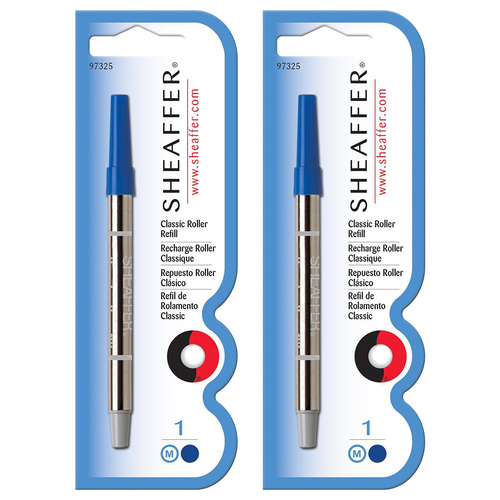 2PK Sheaffer Roller Ball Pen Ink Refill Classic Single Medium Blue