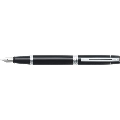 Sheaffer 300 Glossy Fountain Pen Medium Nib Black/Chrome Trim