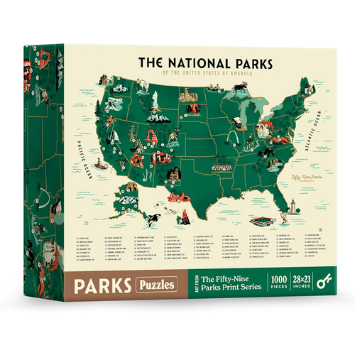 1000pc Keymaster Games Parks Puzzles National Parks Map Jigsaw 53x71cm