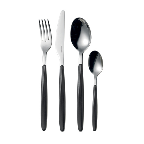 24pc Guzzini My Fusion Stainless Steel Cutlery Set - Black