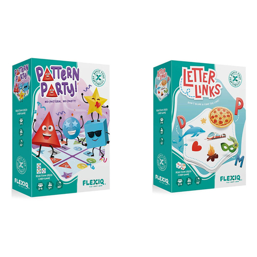 Flexiq Letter Links Reaction Speed Card Game 6y+ And Pattern Party Set 5y+