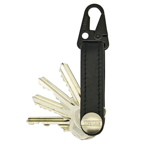 Connect Leather Carabiner Keybiner/Key Ring Holder Black 14cm