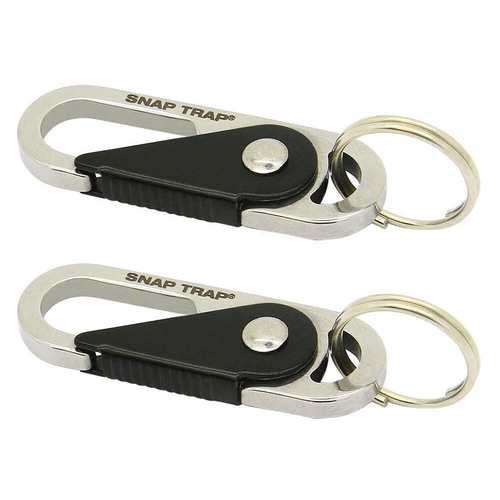 2PK Connect Stainless Steel Carabiner Snaptrap Micro Key Holder 14cm