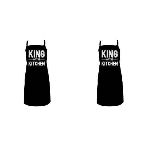 2PK Annabel Trends Screen Print Cotton Apron 60x80cm King of The Kitchen Black