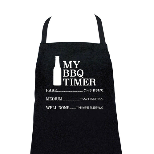 Annabel Trends Screen Print Cotton Apron 60x80cm BBQ Timer Black