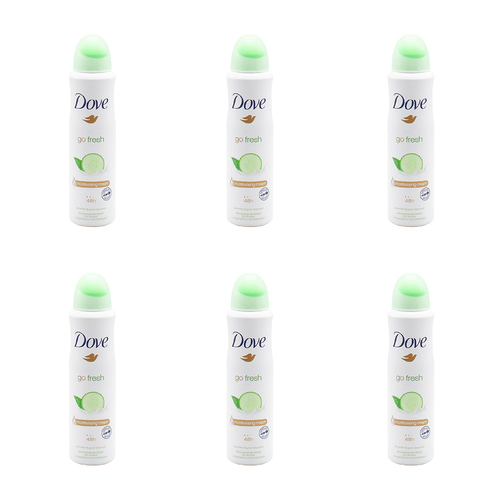 6PK Dove 150ml Deodorant 48h Body Spray Go Fresh Cucumber & Green Tea Scent