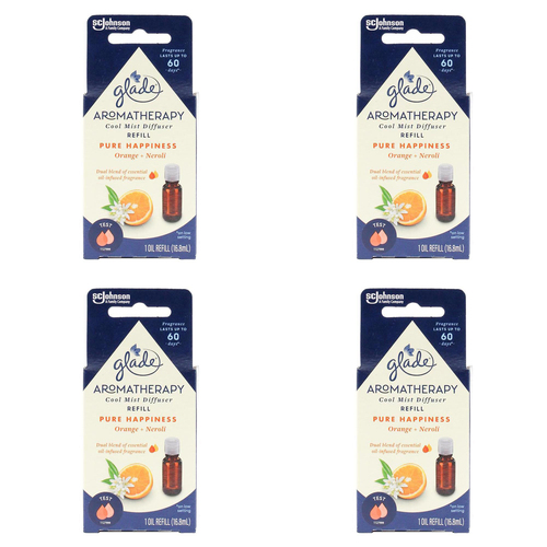 4PK Glade 16.8ml Aromatherapy Cool Mist Diffuser Refill - Orange And Neroli