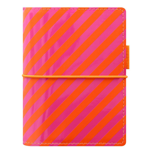 Filofax Domino Patent Pocket Organiser Orange/Pink Stripes