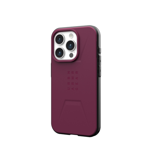 Urban Armour Gear Civilian MagSafe Phone Case For iPhone 15 Pro Bordeaux