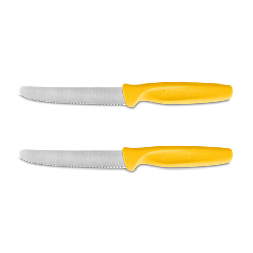 2PK Wusthof Create Steel Serrated Paring Knife 10cm Blade - Yellow