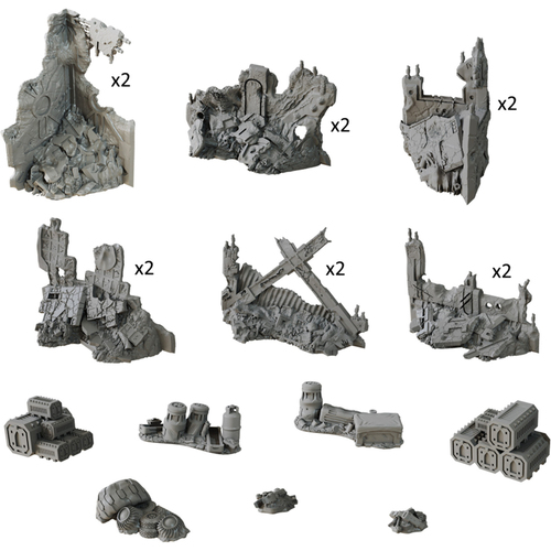 19pc Mantic Games Terrain Crate Deadzone Ruins TTRPG Accessory Set