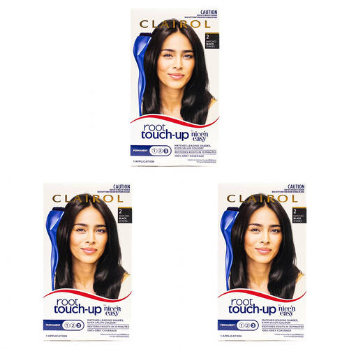 3PK Clairol Root Touch Up Permanent Hair Colour Nice N Easy - 2 Black