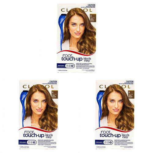 3PK Clairol Root Touch Up Permanent Hair Colour - 6 Light Brown