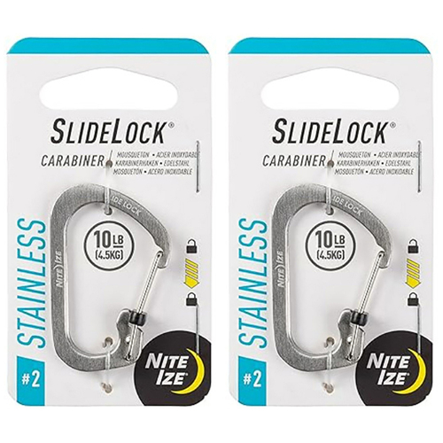 2PK Nite Ize S-Biner 4cm Slidelock #2 Hanging Carabiner - Silver