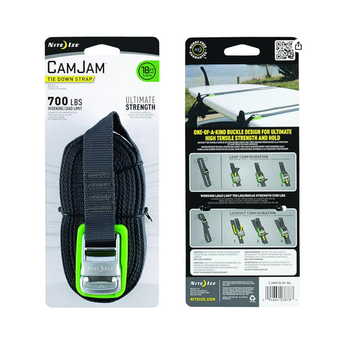 Nite Ize CamJam 18ft Ratchet Tie Down Webbing Strap - Green/Black