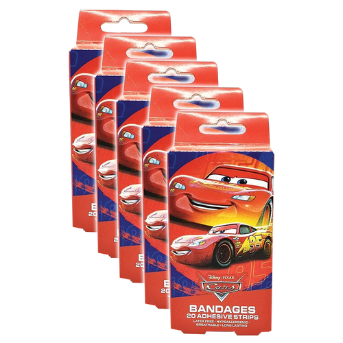 5x 20pc Pixar Cars Mcqueen Breathable Bandages Kids 6y+