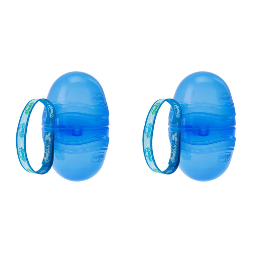 2PK Chicco Nursing Double Baby Soother Holder Storage 0m+ Blue